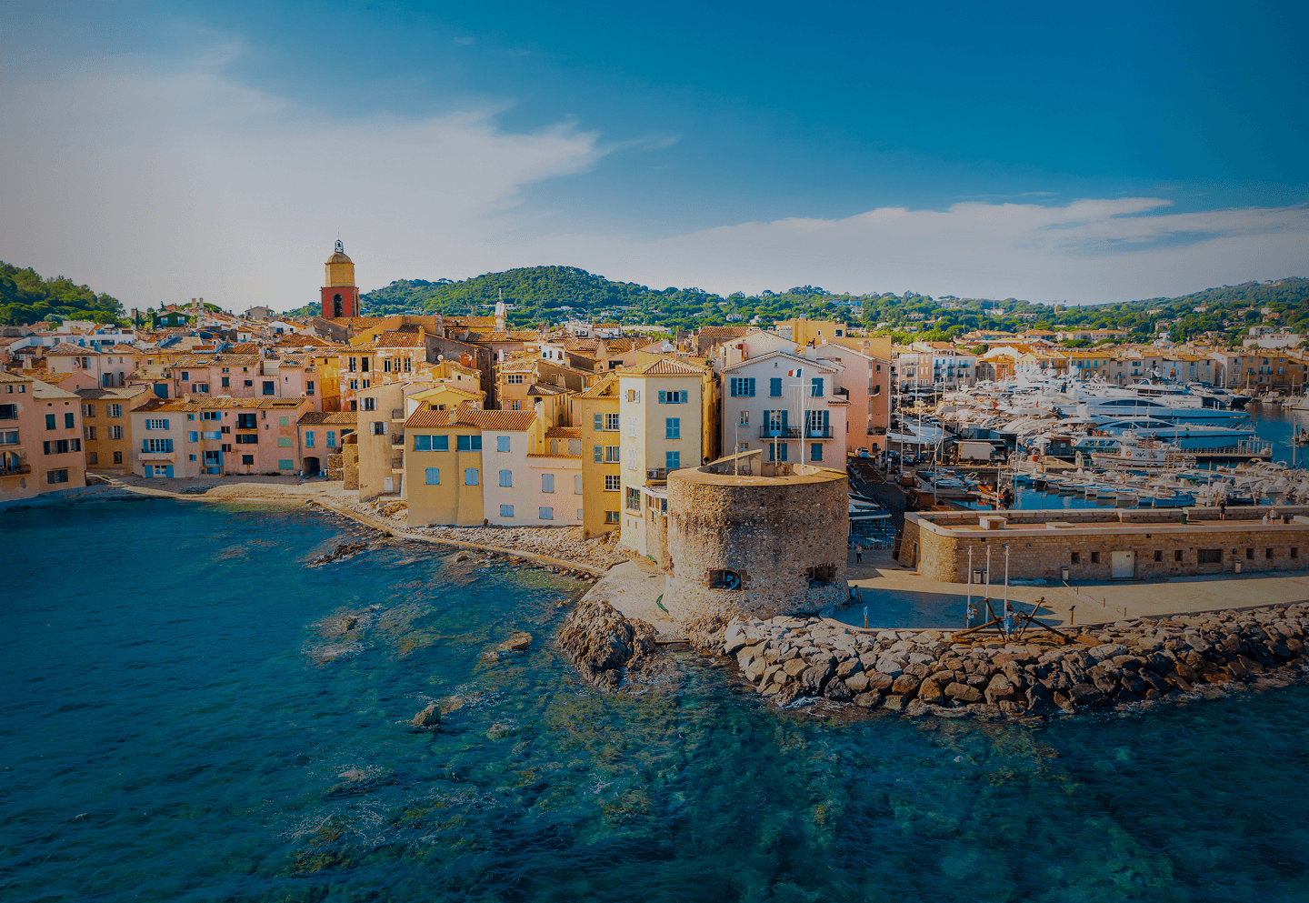 Saint-Tropez coast line with gorgeous skyblue waters